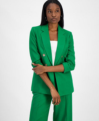 Bar III Women's Ruched-Sleeve Open-Front Linen Blazer, Exclusively at Macy's - Macy's | Macy's