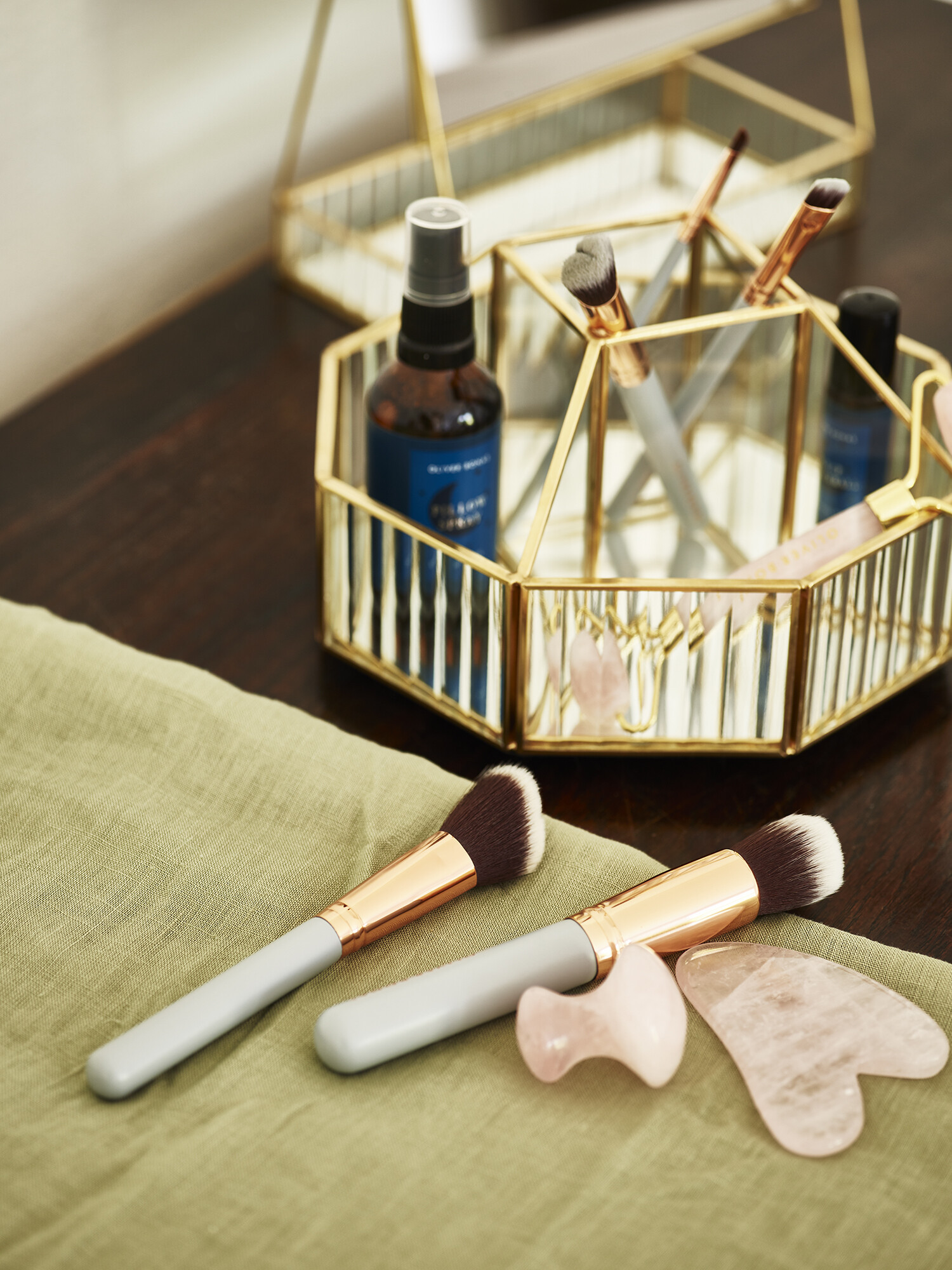 Loire Gold & Glass Carousel Beauty Storage | Oliver Bonas | Oliver Bonas (Global)