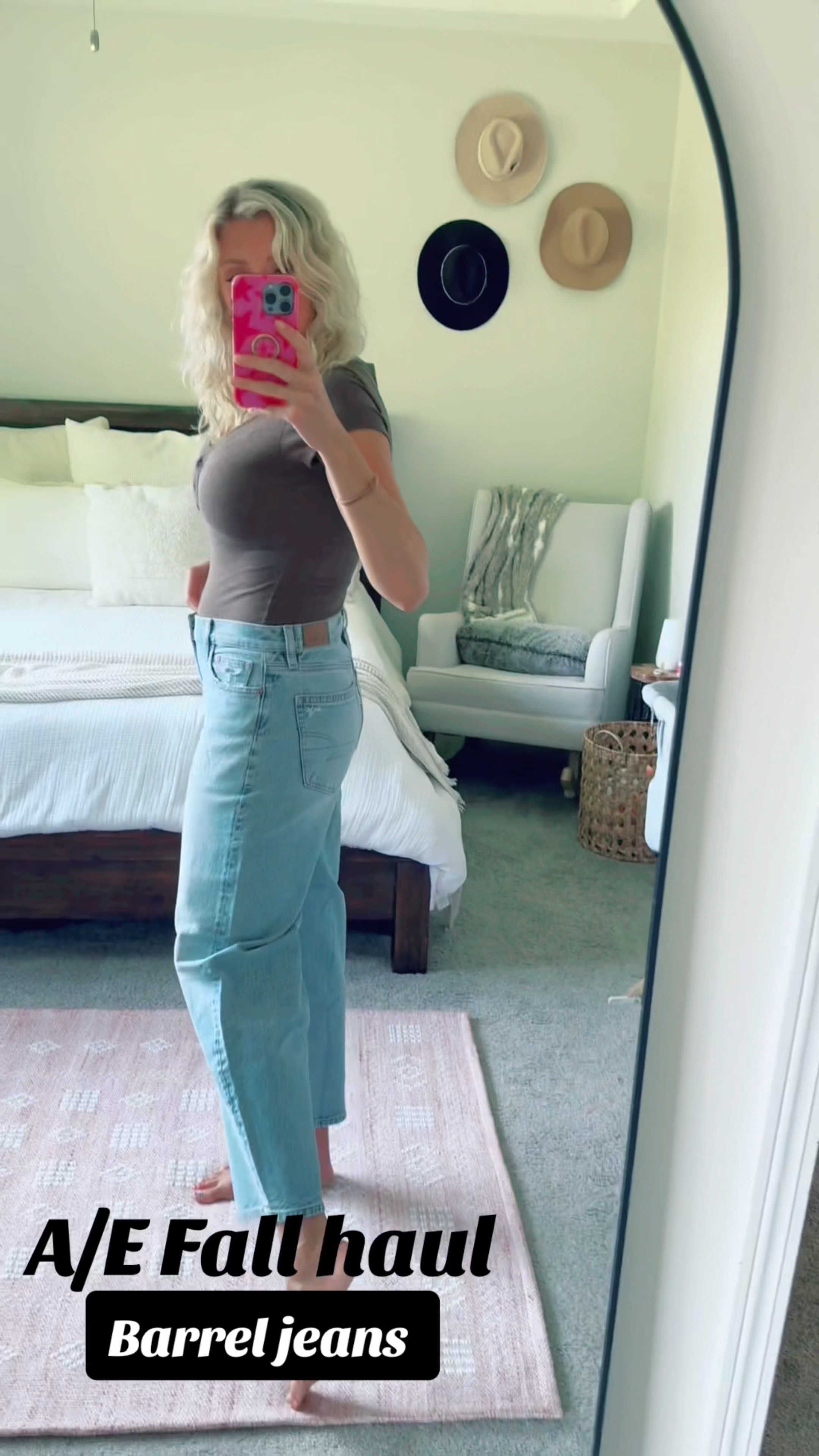 A/E fall haul. Wearing a size 4 in these adorable barrel jeans, mediums on the bodysuits for more length, and a small in the jacket. These bodysuits are such classic basics to add to your wardrobe and is breastfeeding friendly which is a huge bonus for me! 

#LTKSaleAlert #LTKFindsUnder50 #LTKBacktoSchool