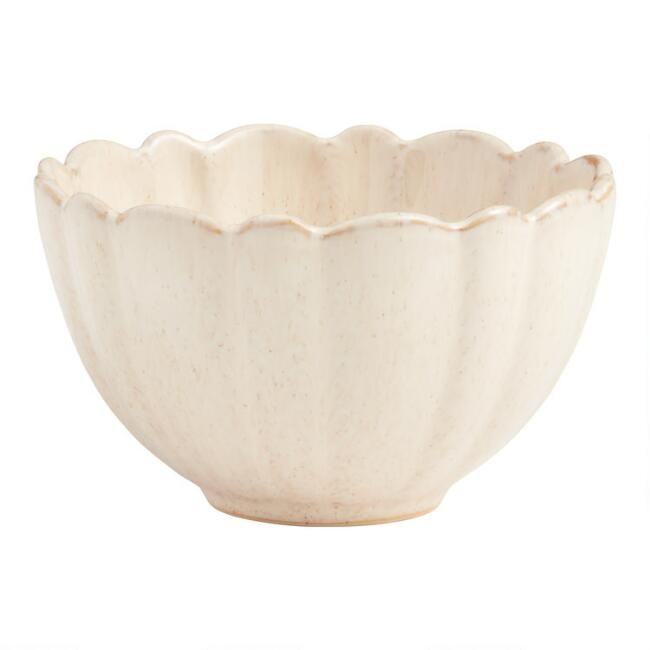 Sand Speckled Scallop Rim Cereal Bowl | World Market