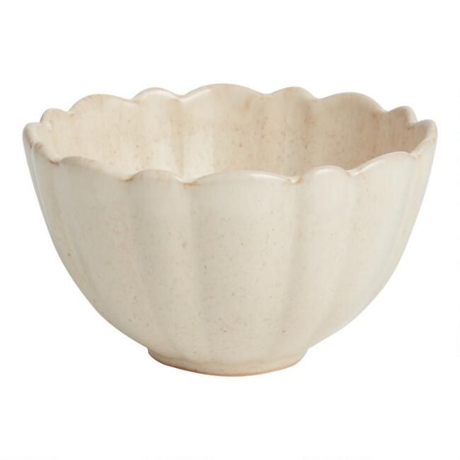 Sand Speckled Scallop Rim Cereal Bowl | World Market