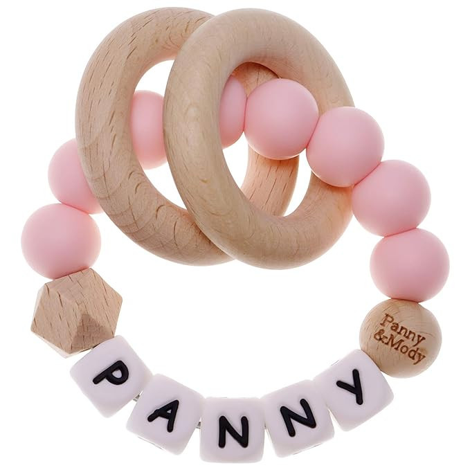 Personalized Teether with Name, Customizable Teether Ring with Name On It - Pink | Amazon (US)
