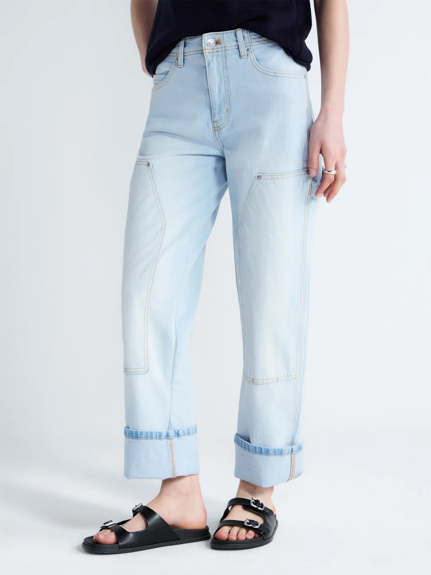 Free Assembly Women's and Women's Plus Mid Rise Relaxed Carpenter Jeans, Sizes 0-26W | Walmart (US)