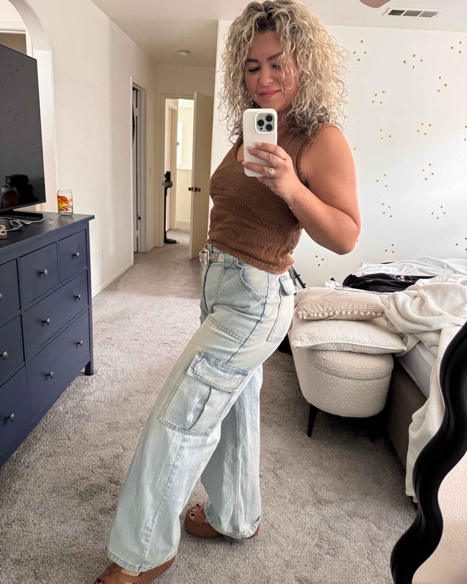 Even in May Gray, staying on trend with high-waisted cargo jeans from Cotton On and this dreamy crocheted top from Target. Cozy, stylish, and ready for the day! #OOTD #MayGrayVibes”

#LTKMidsize #LTKOver40 #LTKmomlife