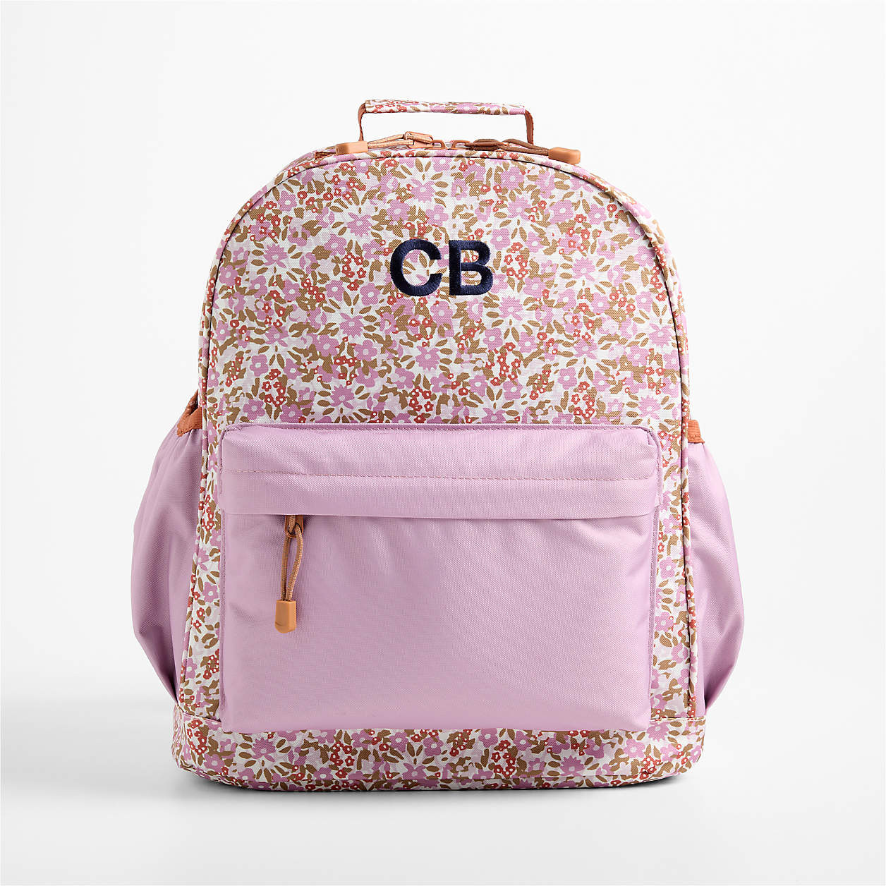 Quilted Pink Flower Medium Kids Backpack with Side Pockets + Reviews | Crate & Kids | Crate & Barrel
