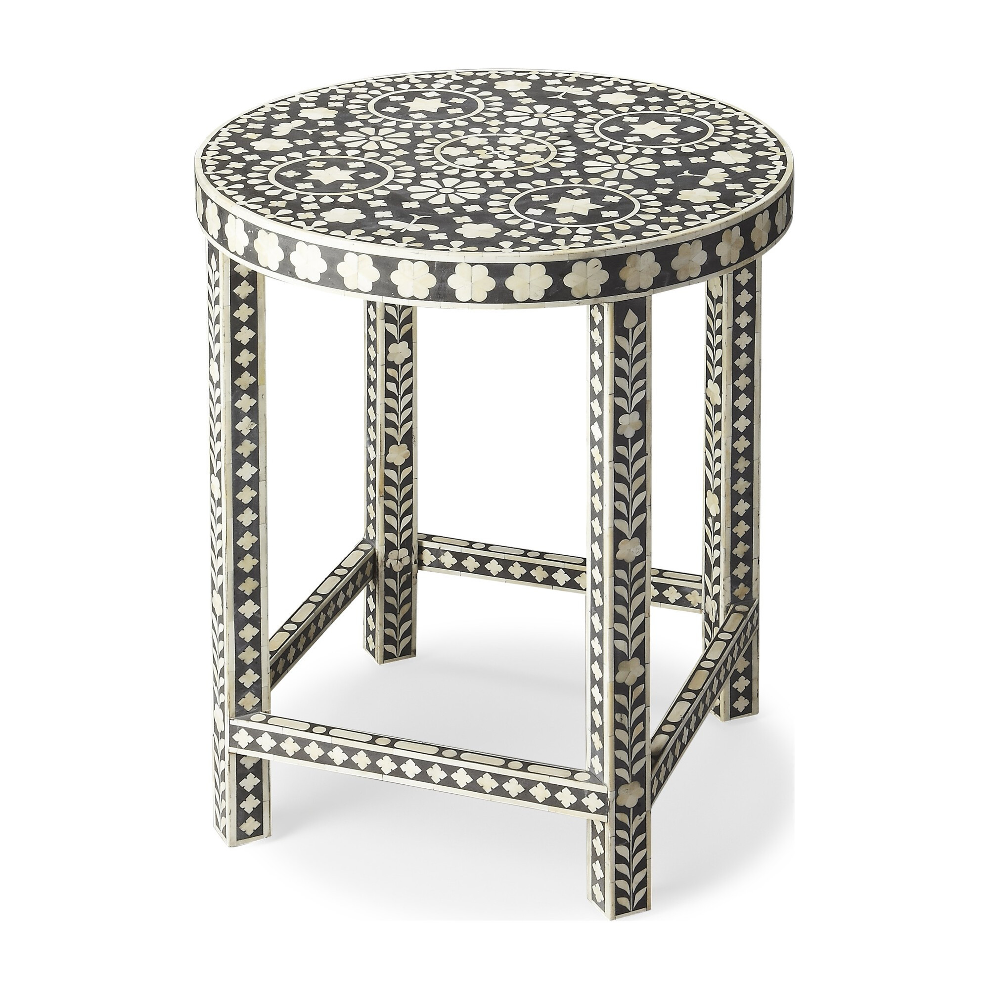 Gillian Bone Inlay Accent Table, Black | Maisonette