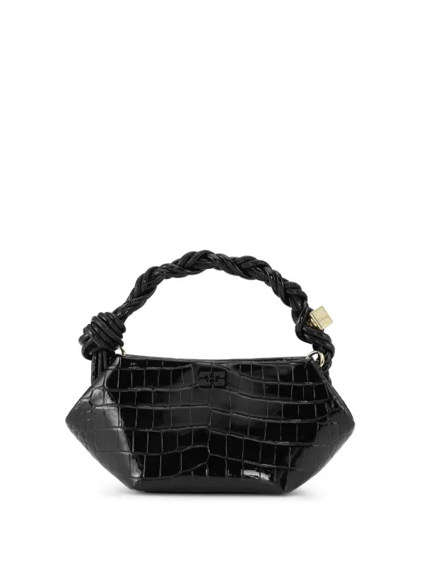 GANNI Mini Sac à Main Bou à Effet Peau De Crocodile | Noir | FARFETCH FR | Farfetch Global