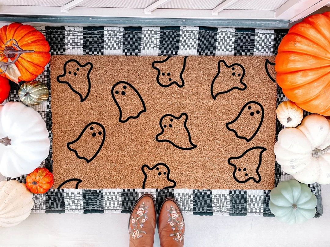 Ghosts Doormat | Halloween Doormat | Welcome Mat | Halloween Porch Decor | Doormat | Ghost | Fall... | Etsy (US)