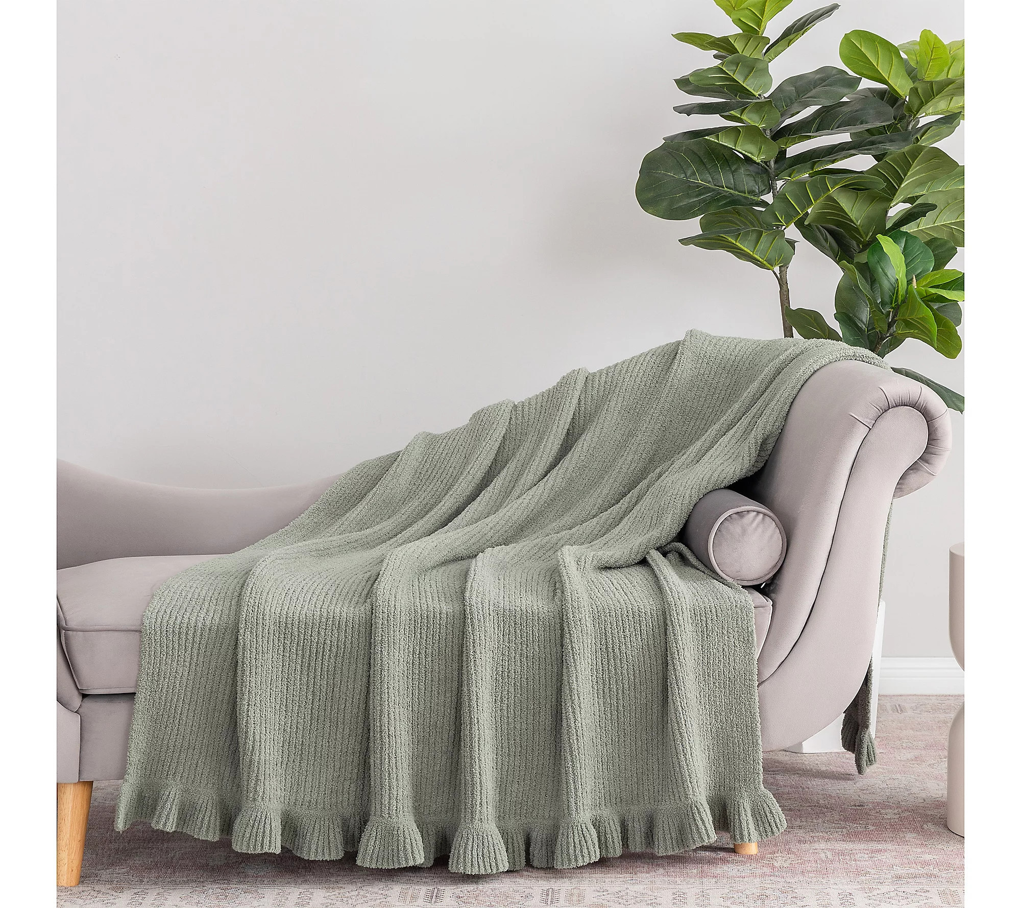Berkshire 60x80 Oversized Buttersoft Throw with Ruffle | QVC