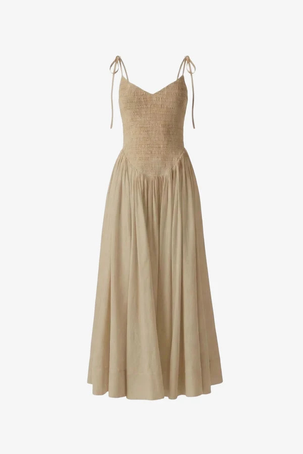 AMAYA SMOCKED MIDI DRESS | Toccin