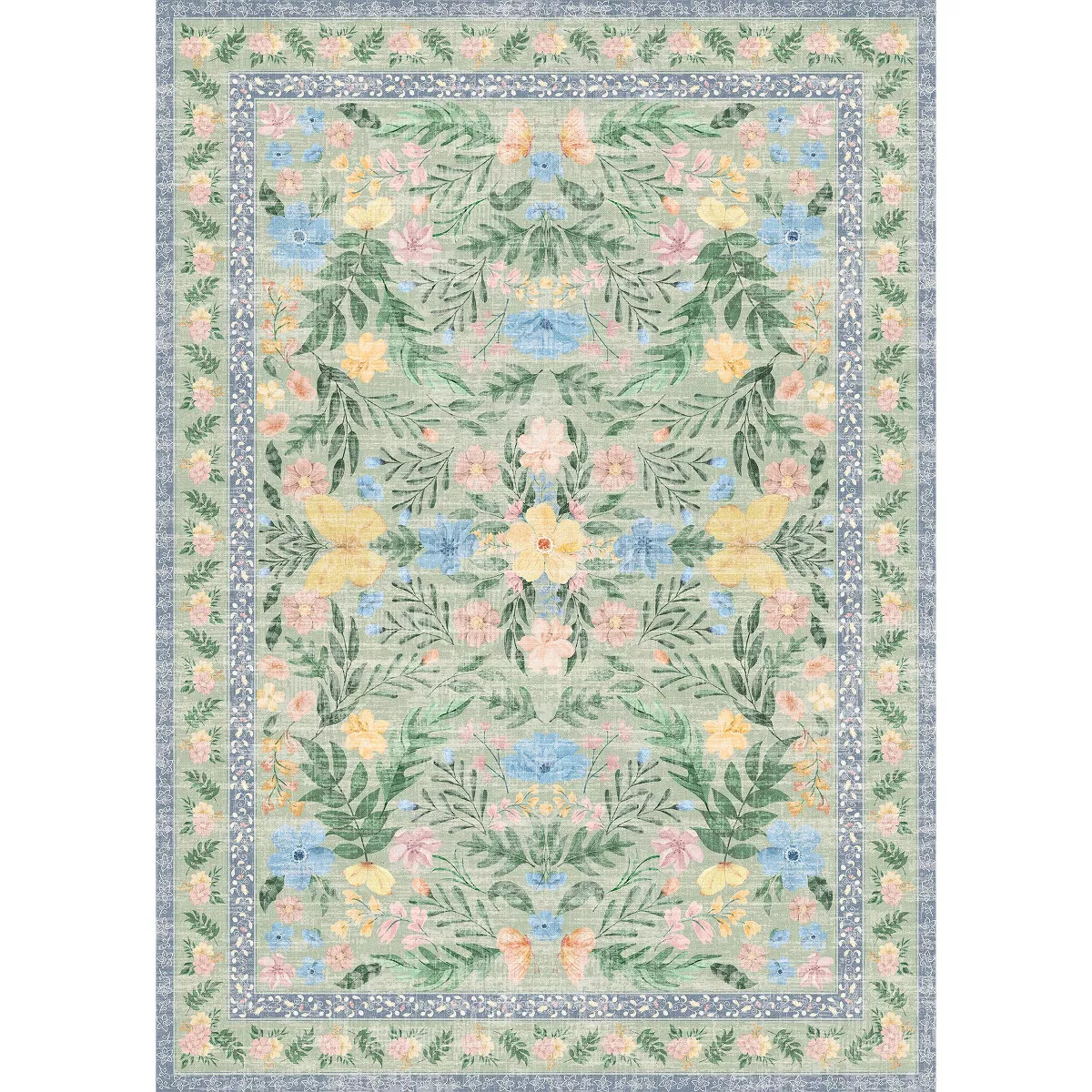 CHIC CRATE Floral Washable Area Rugs for Living Room Vintage Soft Boho Non-Slip Carpet for Bedroo... | Target
