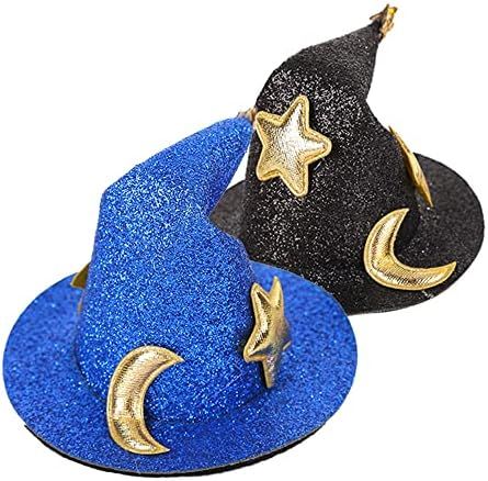 2Pcs Mini Top Hat Hair Clips Shining Star Moon Halloween Witch Hat Flet Hairpins Hair Barrettes H... | Amazon (US)