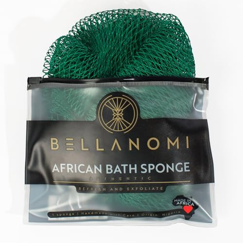 Bellanomi African Exfoliating Net Sponge, Authentic, Ethically sourced from Nigeria, 45 inches Long, Back Scrubber for Daily use (Emerald Green) | Amazon (US)