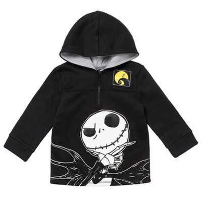 Disney Nightmare Before Christmas Jack Skellington Little Boys Fleece Half Zip Hoodie Black 7-8 | Target