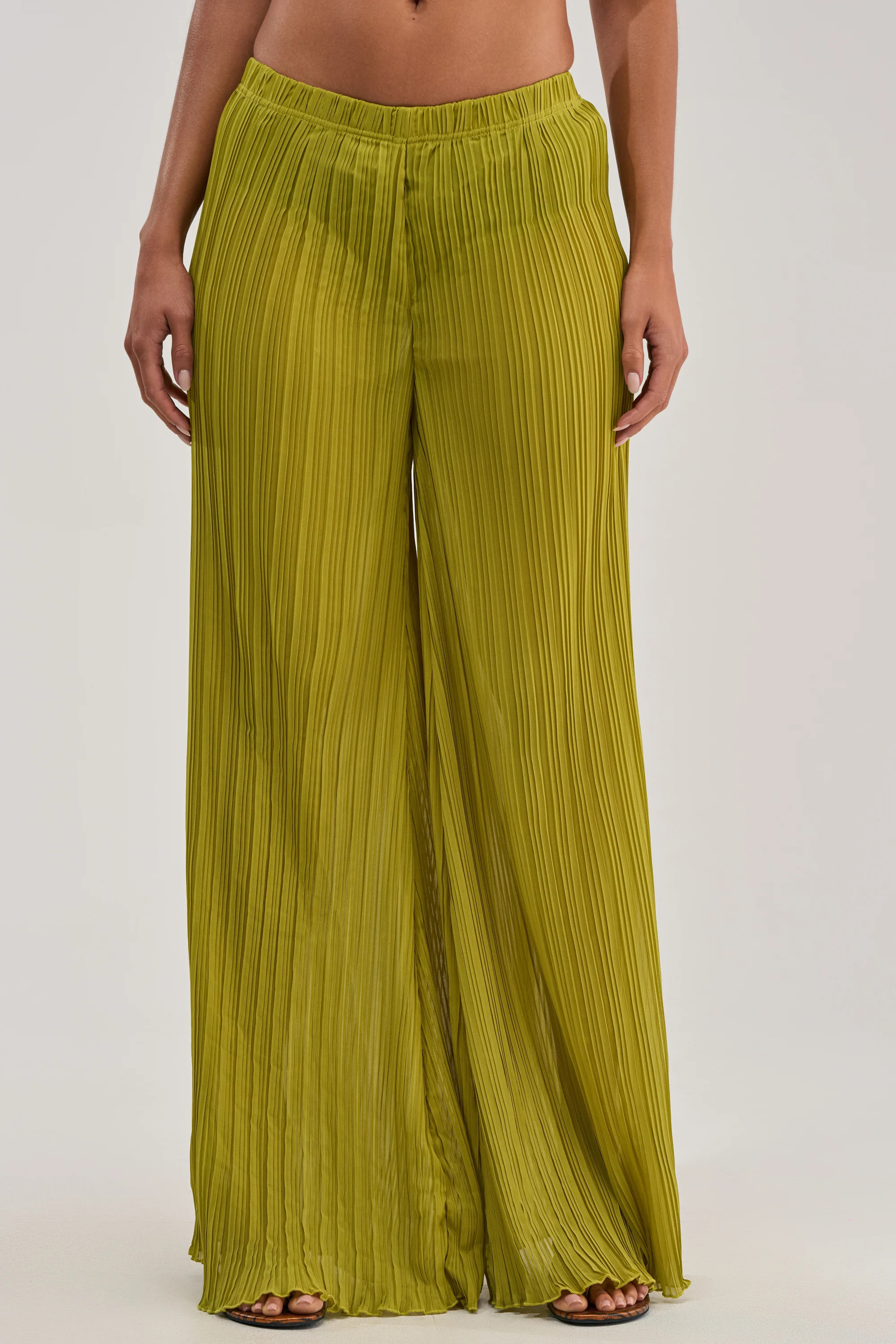 AKIRA Crushin On You Palazzo Pants In Chartreuse | Size XL | AKIRA