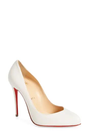 Women's Christian Louboutin Breche Pump, Size 6.5US / 36.5EU - White | Nordstrom