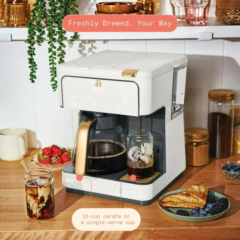 Beautiful Multi-Brew 12-Cup Programmable Drip & Single-Serve Coffee Maker, White Icing by Drew Ba... | Walmart (US)