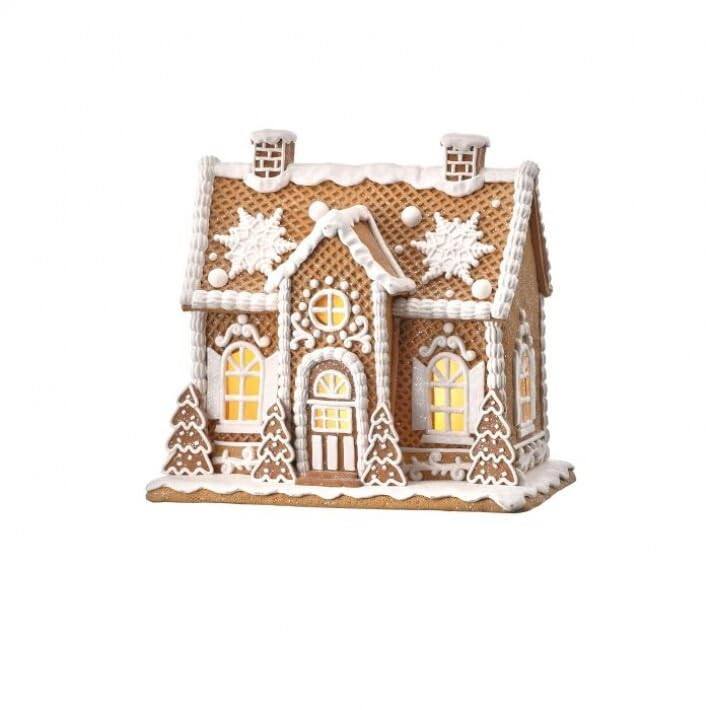 Regency International LED Clay Sugar Spice Snowflake House Figurine, 10-Inch, Brown White | Amazon (US)