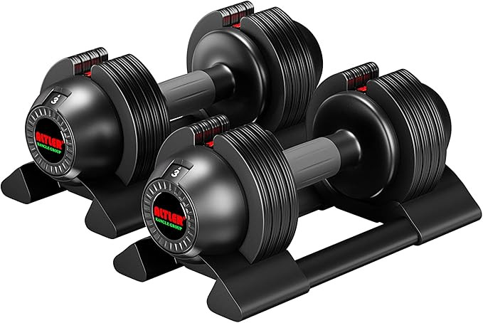 Adjustable Dumbbell,22LBS 44LBS 52LBS Dumbbell Set with Tray for Fitness, Fast Adjust Weight by T... | Amazon (US)