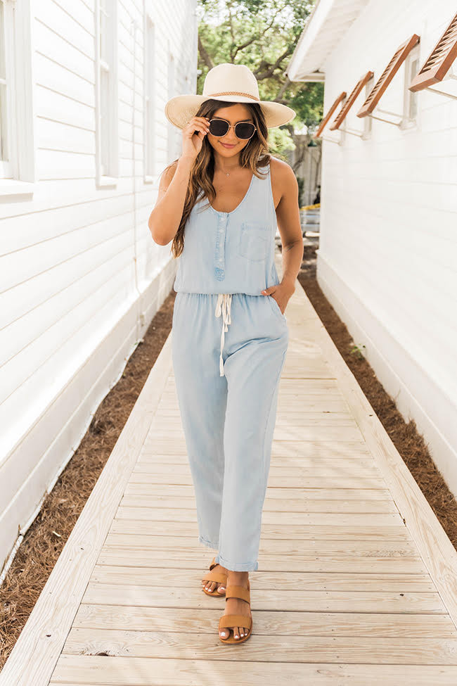 New Ideas Jumpsuit Blue | The Pink Lily Boutique
