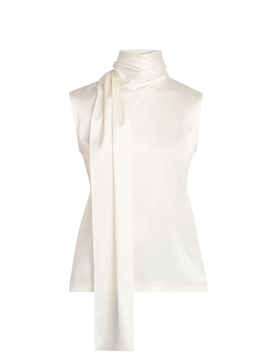 Women's Stretch-Silk Scarf Top - White - Size 4 | Saks Fifth Avenue