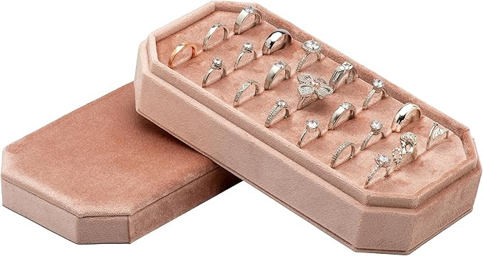Velvet Ring Organizer Display Tray Jewelry Box Earring Holder Case for Wedding Birthday Christmas... | Amazon (US)