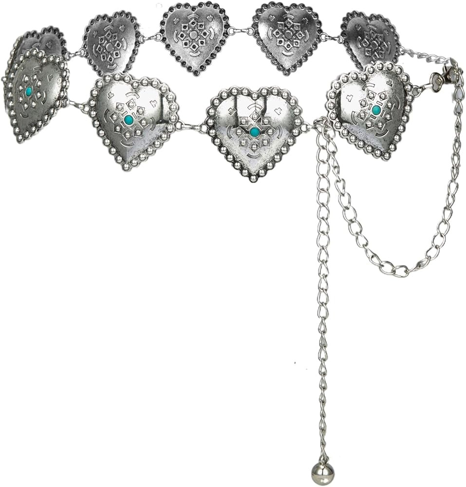 ILuvatar Waist Chain Women's Metal Dress With Sweater Gold Retro Turquoise Stone Punk Belt Concho... | Amazon (US)