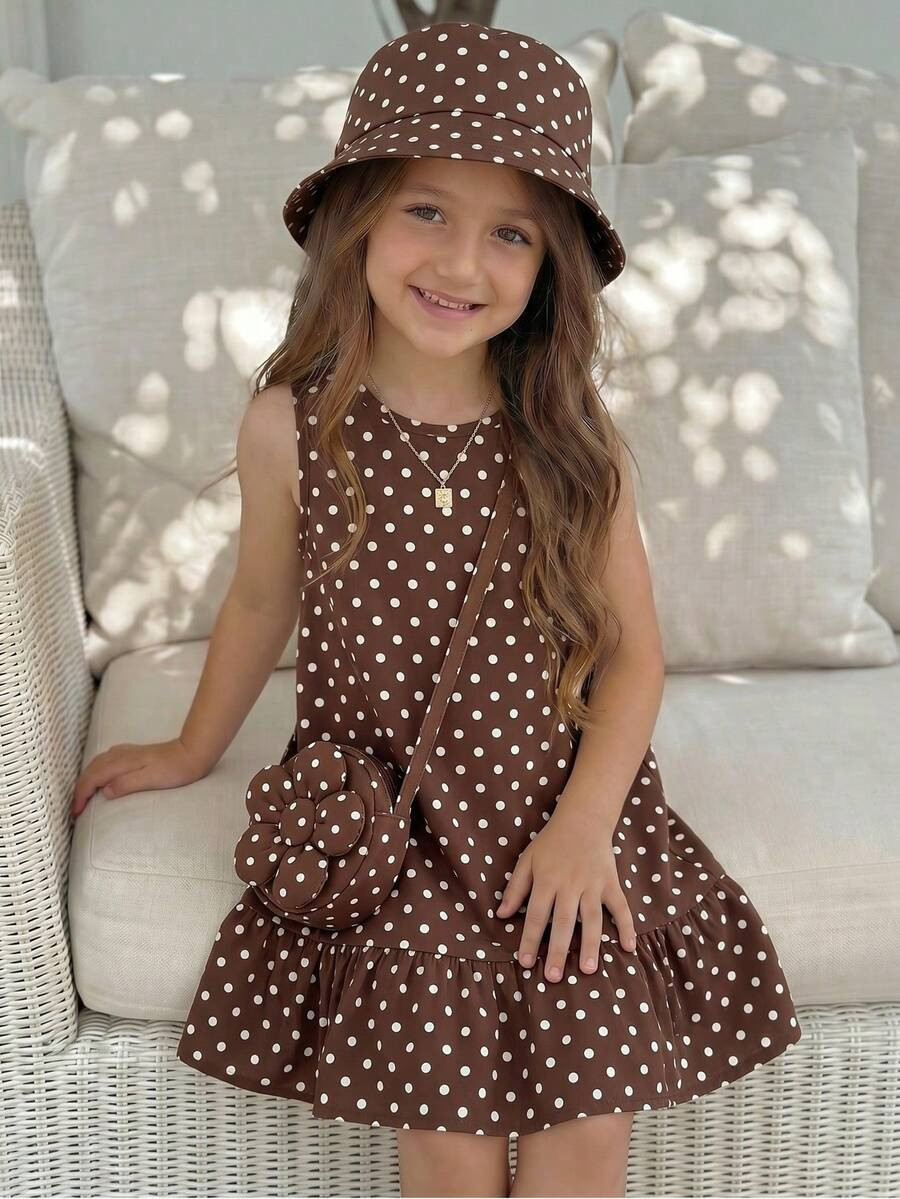Emery Rose Kids Emery Rose Kids Young Girl Young Girl Young Girl Polka Dot Casual Vacation Travel Dress | SHEIN