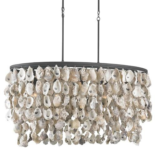 Sagg Coastal Beach Oyster Shell Wrought Iron Island Light | Kathy Kuo Home