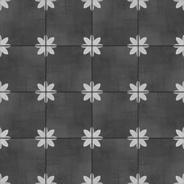 allen + roth Fiona Black 8-in x 8-in Matte Porcelain Patterned Floor and Wall Tile (0.42-sq. ft/ ... | Lowe's