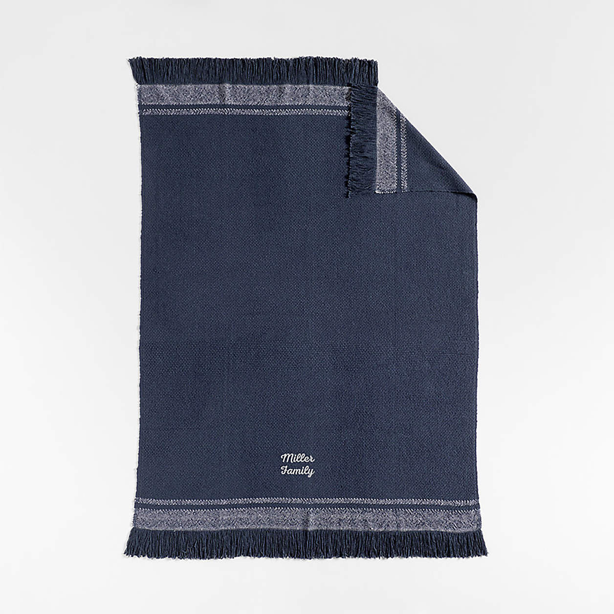 Weekend Deep Indigo Blue Organic Cotton 70"x55" Fringe Throw Blanket + Reviews | Crate & Barrel | Crate & Barrel