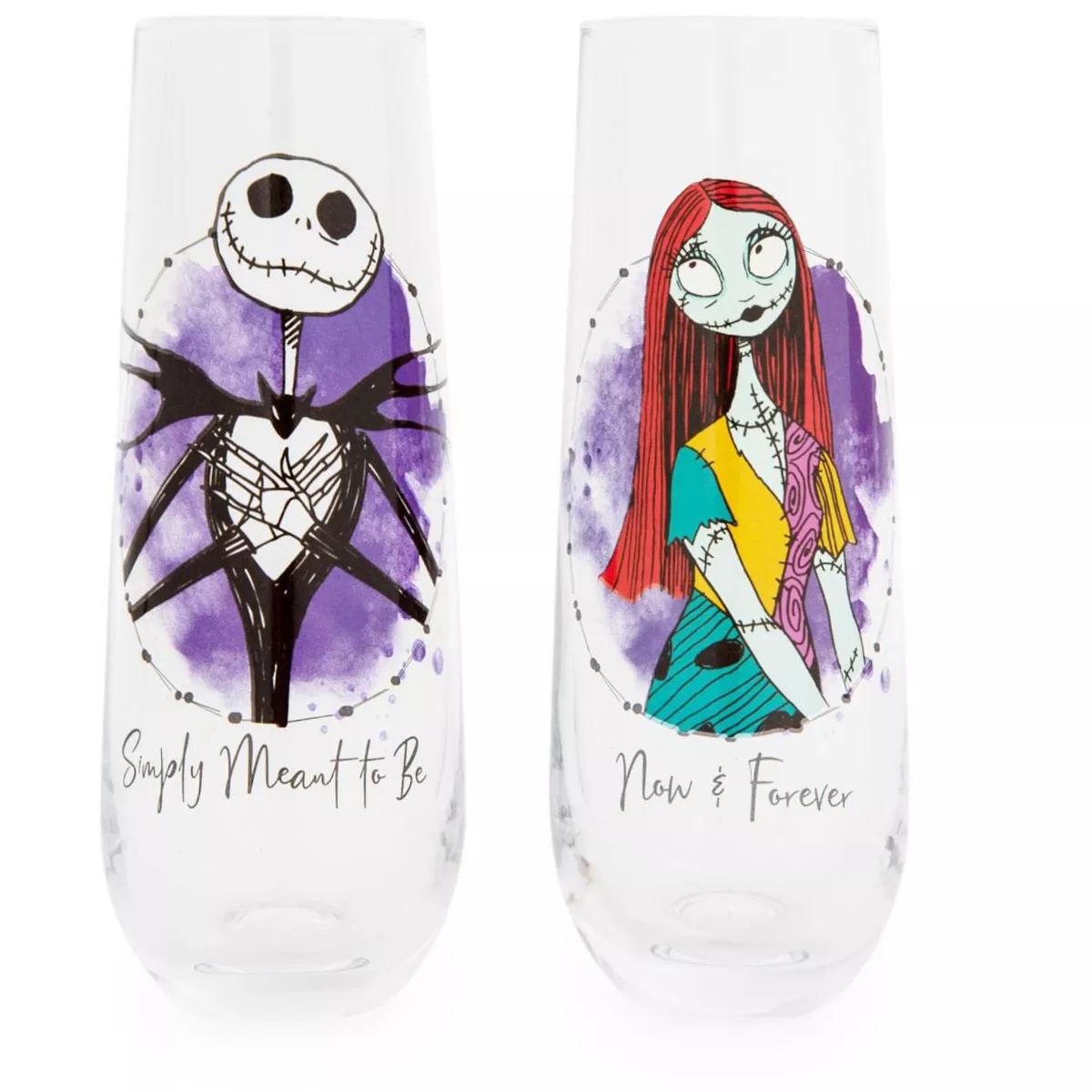 Silver Buffalo The Nightmare Before Christmas Jack and Sally Stemless Fluted Glasses | Set of 2 | Target