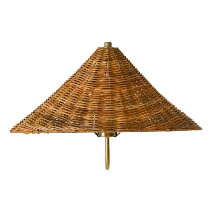 Wicker Rattan Wall Sconce, Mid Century Modern Style | Chairish