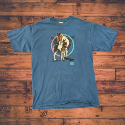 Western 80s Vintage Hoofprint Sportswear Horse Cowboy Shirt XL Single Stitch | eBay US