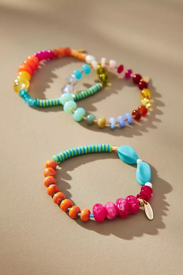 Multi-Color Beaded Bracelets, Set of 3 | Anthropologie (US)