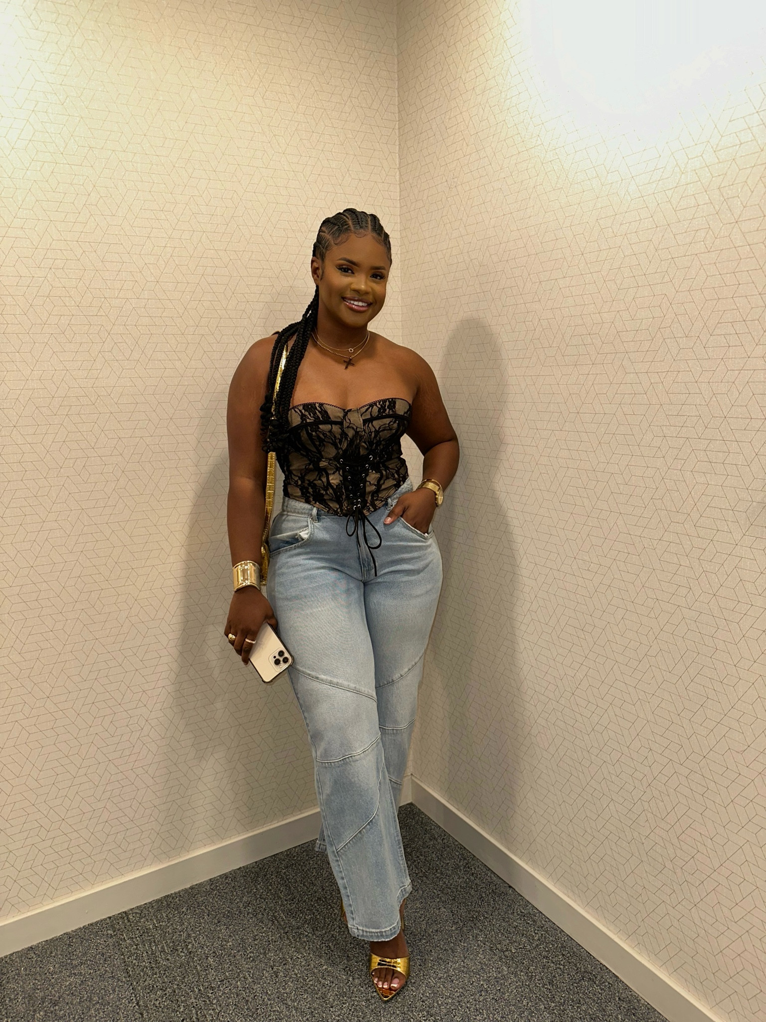 GNO : OOTD  
Top from Fashion Nova 🔍 “Gisele Lace Up Corset Top - Black/combo” 
I’m wearing a size 11 in the jeans. 

#LTKFindsUnder50 #LTKStyleTip #LTKBeauty