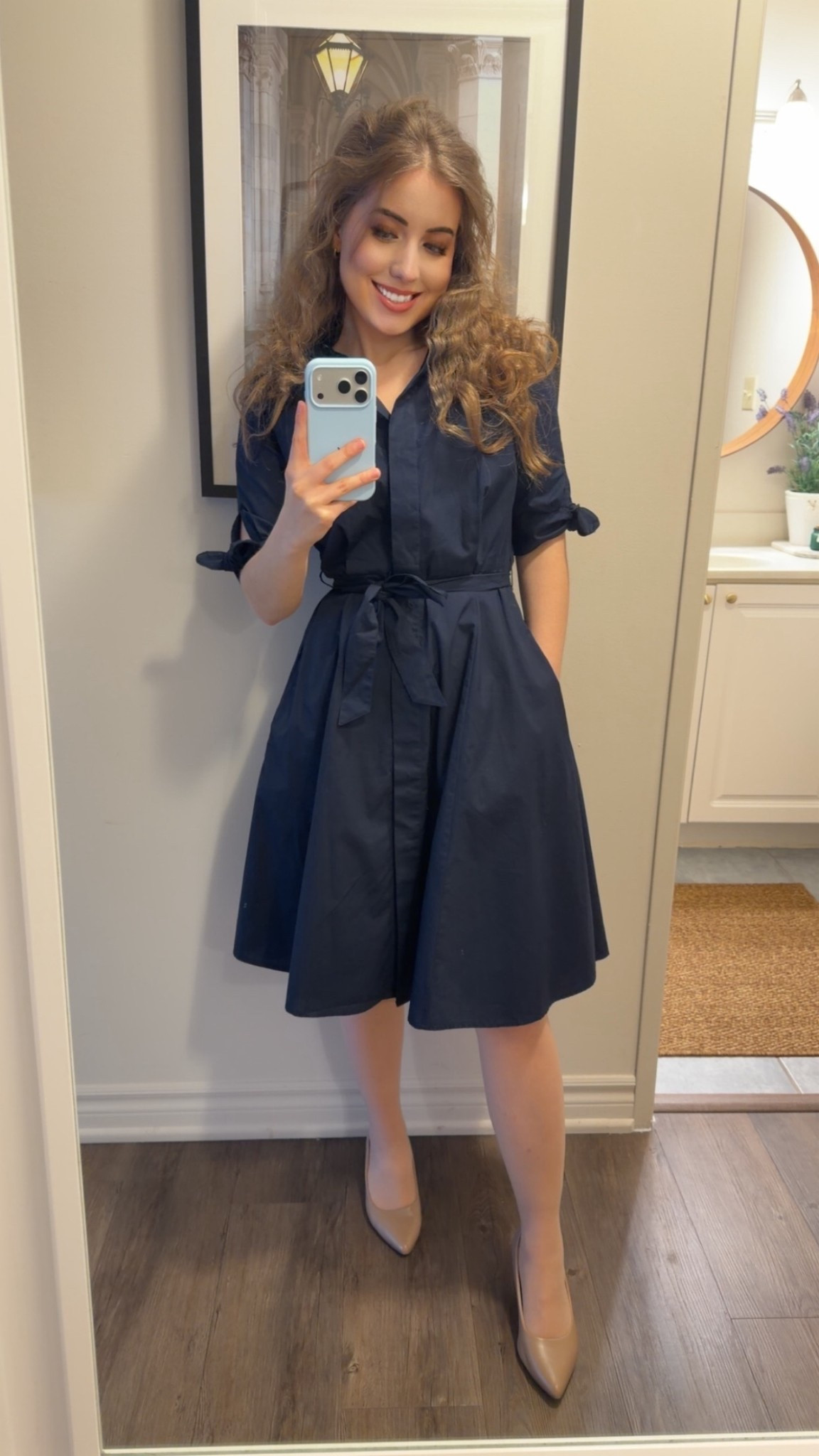 Navy cotton shirt dress. 

#LTKsummer #LTKcanada #LTKmodest