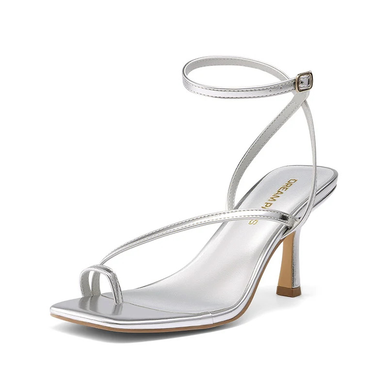 Women's Square-Toe Thong Kitten Heel Sandals | Dream Pairs
