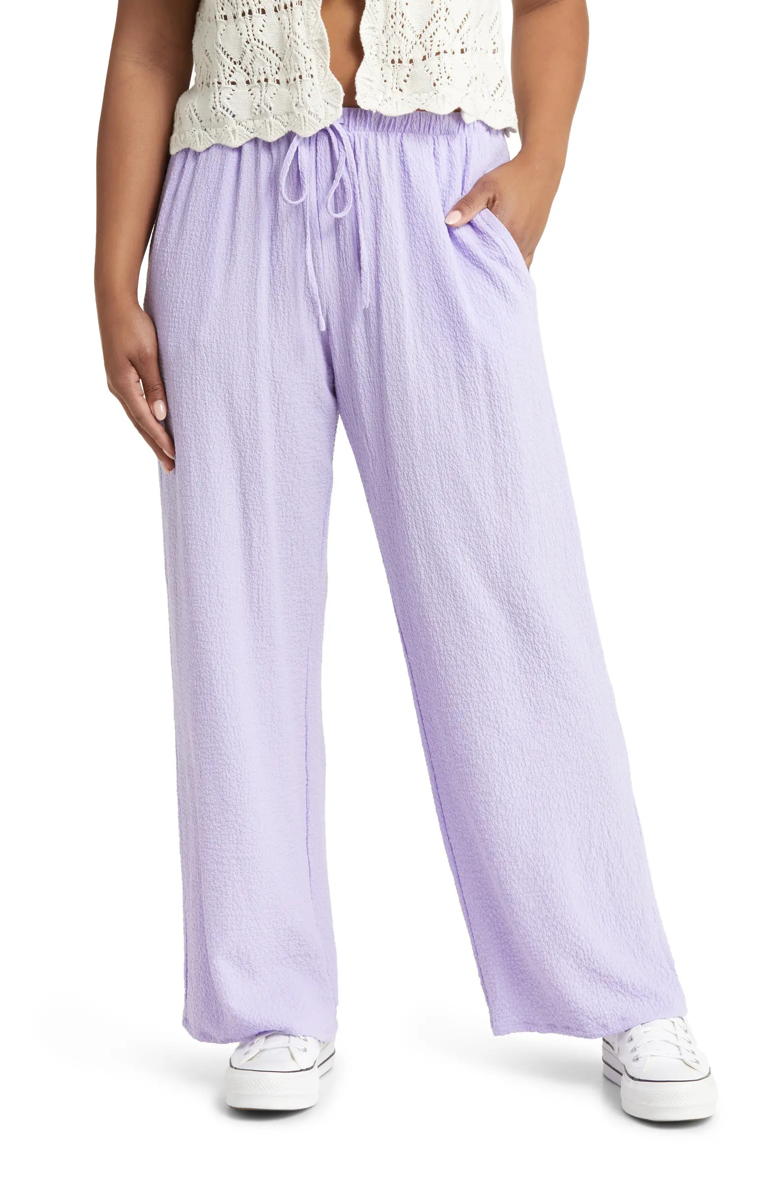 Textured Wide Leg Pants | Nordstrom