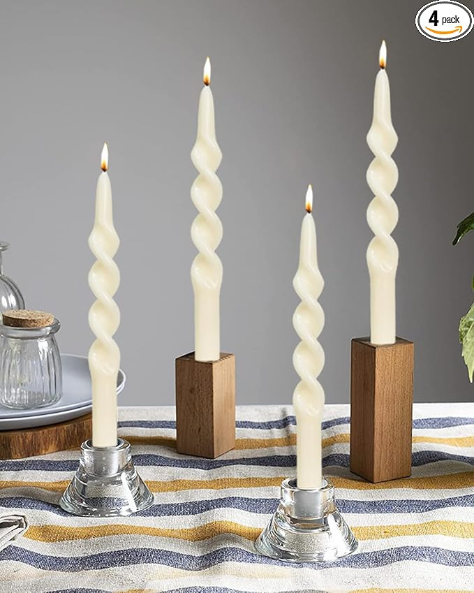 Ivory Spiral Taper Candles Twisted Candle Conical Stick Candles for Holiday Wedding Party Wax Uns... | Amazon (US)