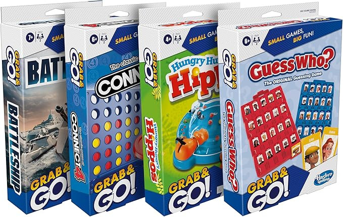 Hasbro Grab and Go! Bundle (4 Pack), Kids Travel Board Games, Battleship, Connect 4, Guess Who?, ... | Amazon (US)
