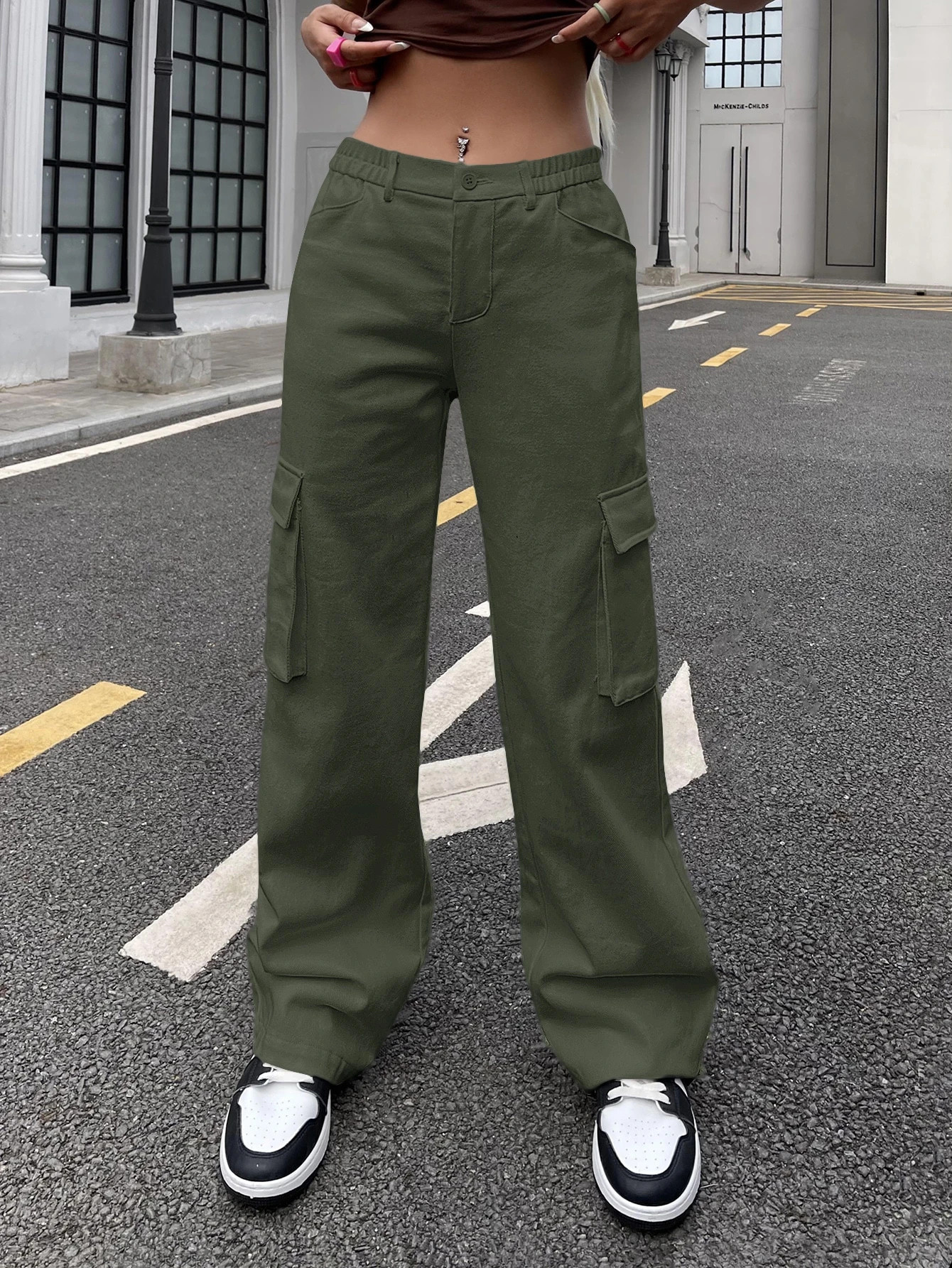 SHEIN Flap Pocket Side Cargo Pants
   SKU: sw2203074421190874      
          (4729 Reviews)
    ... | SHEIN