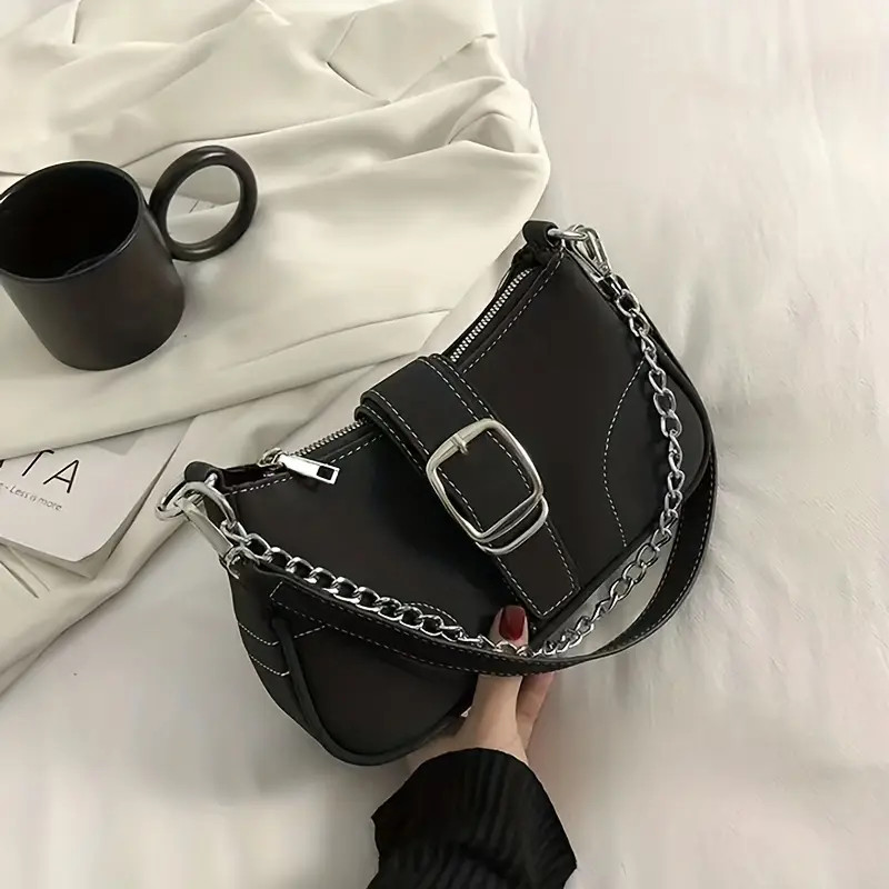 Y2k Style Baguette Bag Trendy Chain Crossbody Bag Buckle - Temu | Temu Affiliate Program