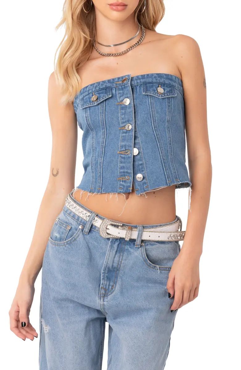 River Strapless Denim Crop Top | Nordstrom