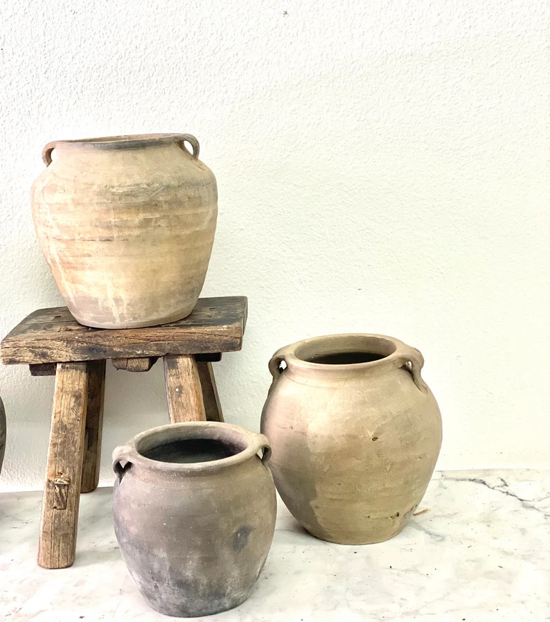 Vintage European Market Pots Black Clay Pots Gray Clay Pots | Etsy | Etsy (US)