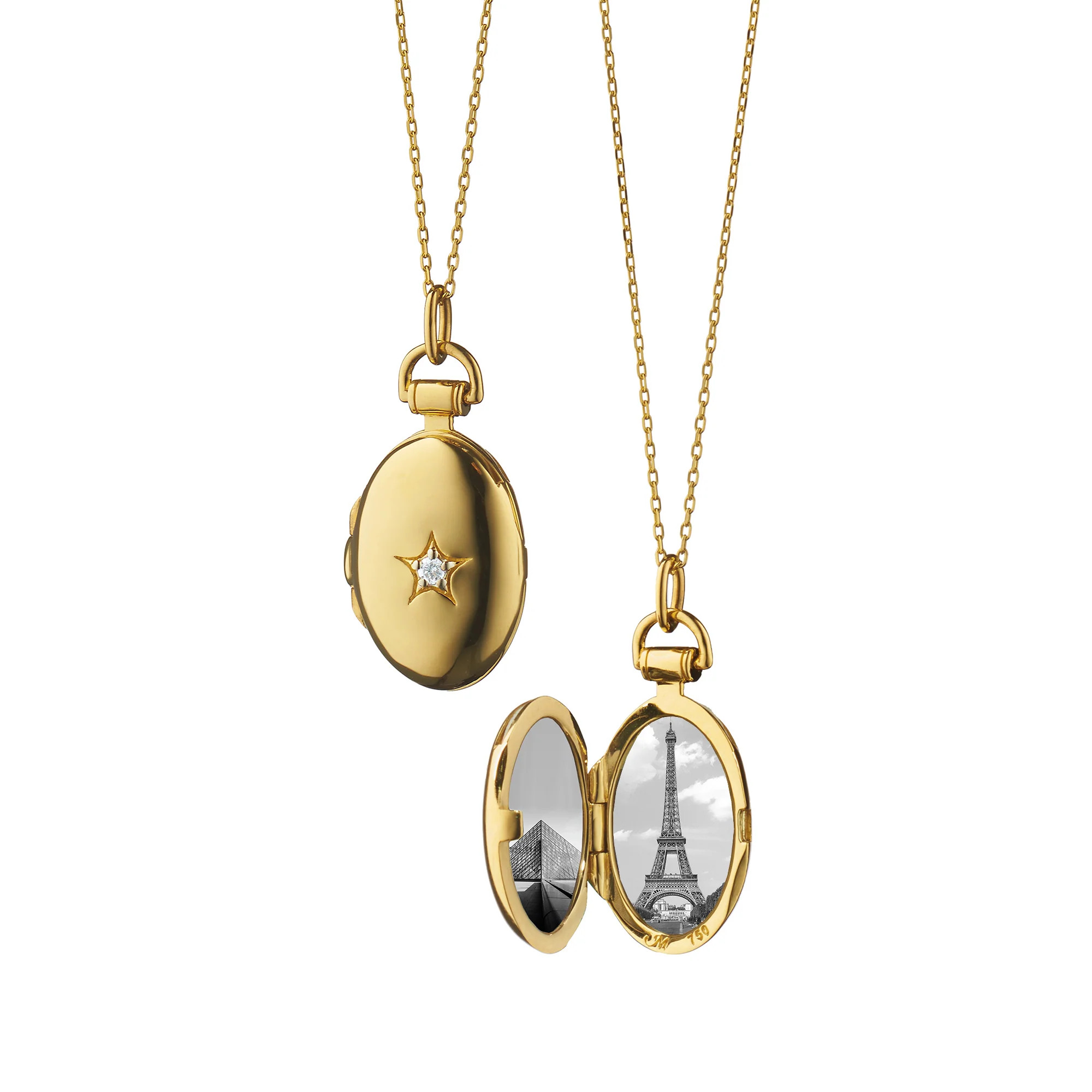 Petite Oval "Diamond Star" Gold Locket Necklace | Monica Rich Kosann