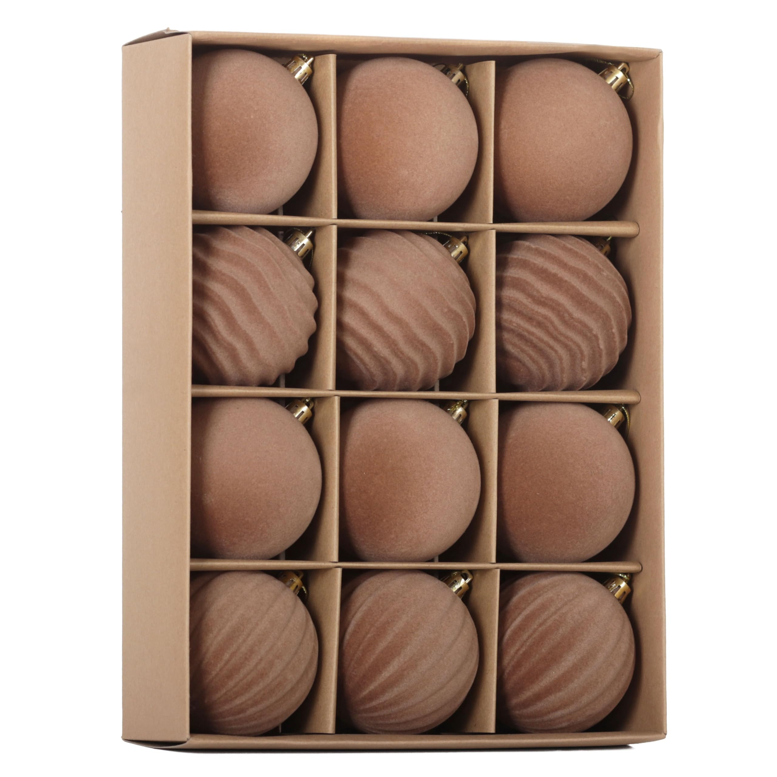 Senjie Velvet Christmas Balls Flocked Christmas Tree 3.15inch Ornaments 12PCS Plastic Balls Xmas ... | Amazon (US)