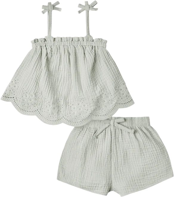 Modern Moments by Gerber Toddler Girl Eyelet Trim Gauze Top and Shorts Set, 2-Piece, Sizes 12M-5T | Walmart (US)