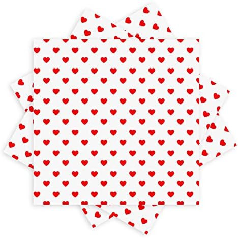 Quera 60 Pack Valentine's Day Paper Napkins Red Heart 6.5 X 6.5 "Disposable Beverage Napkins Cock... | Amazon (US)