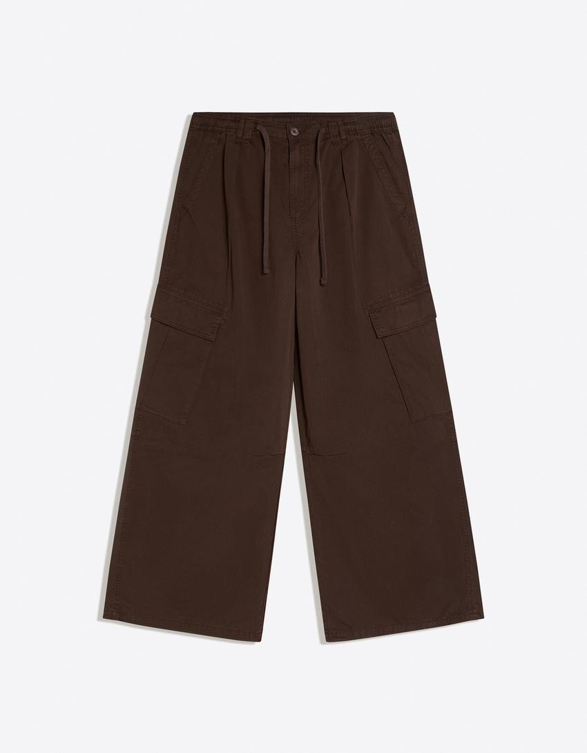 Printed parachute cargo trousers - Trousers - Women | Bershka GB